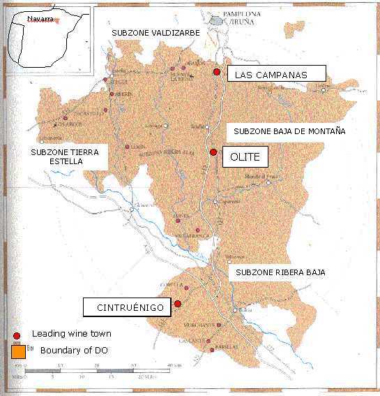 Wine map of Navarra