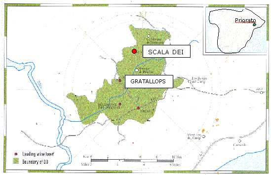 Wine map of Priorato