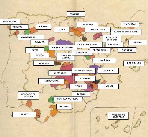 A wine map of Spain